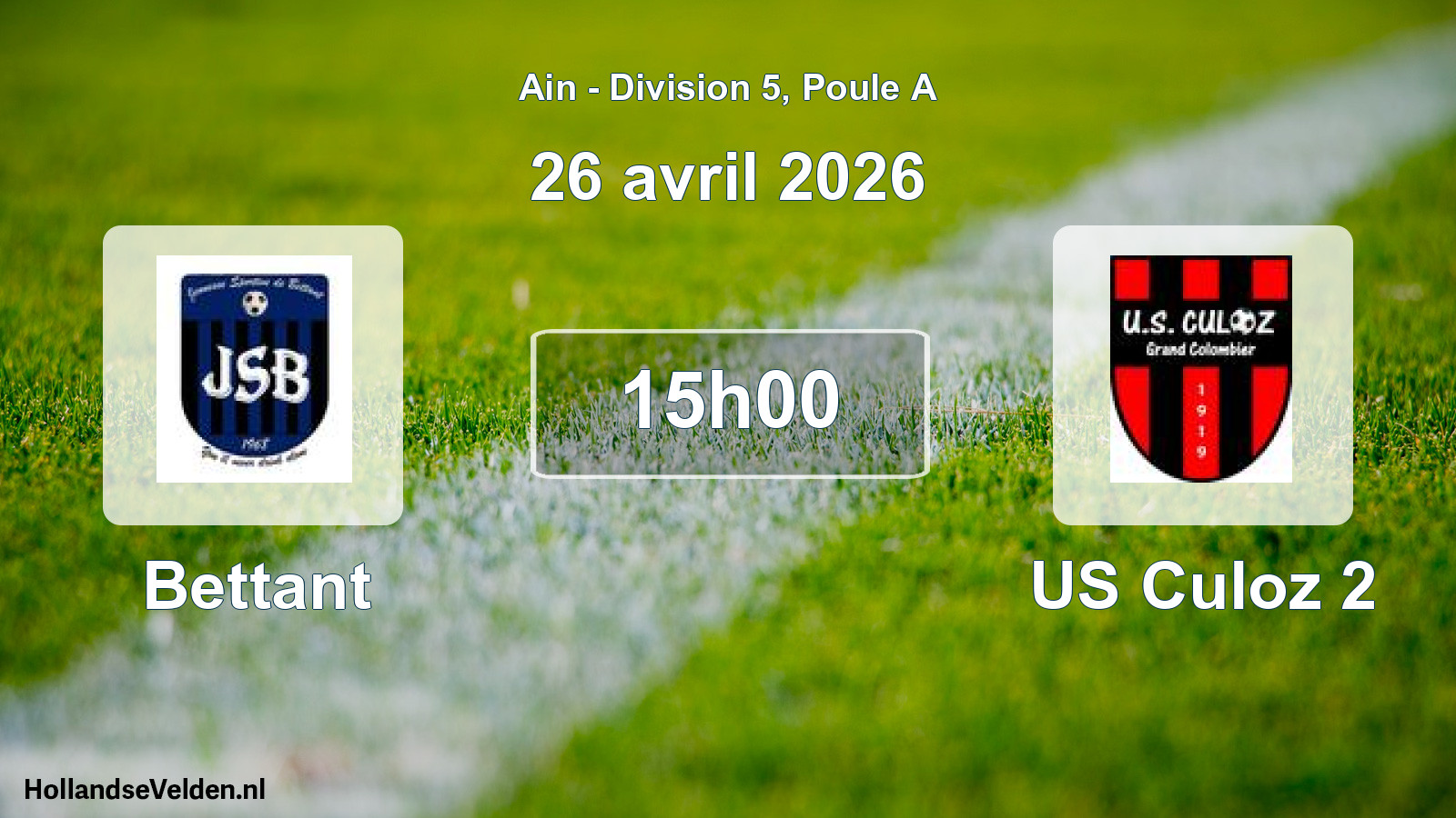 Geplande wedstrijd: Bettant - US Culoz 2 (26 april 2026)