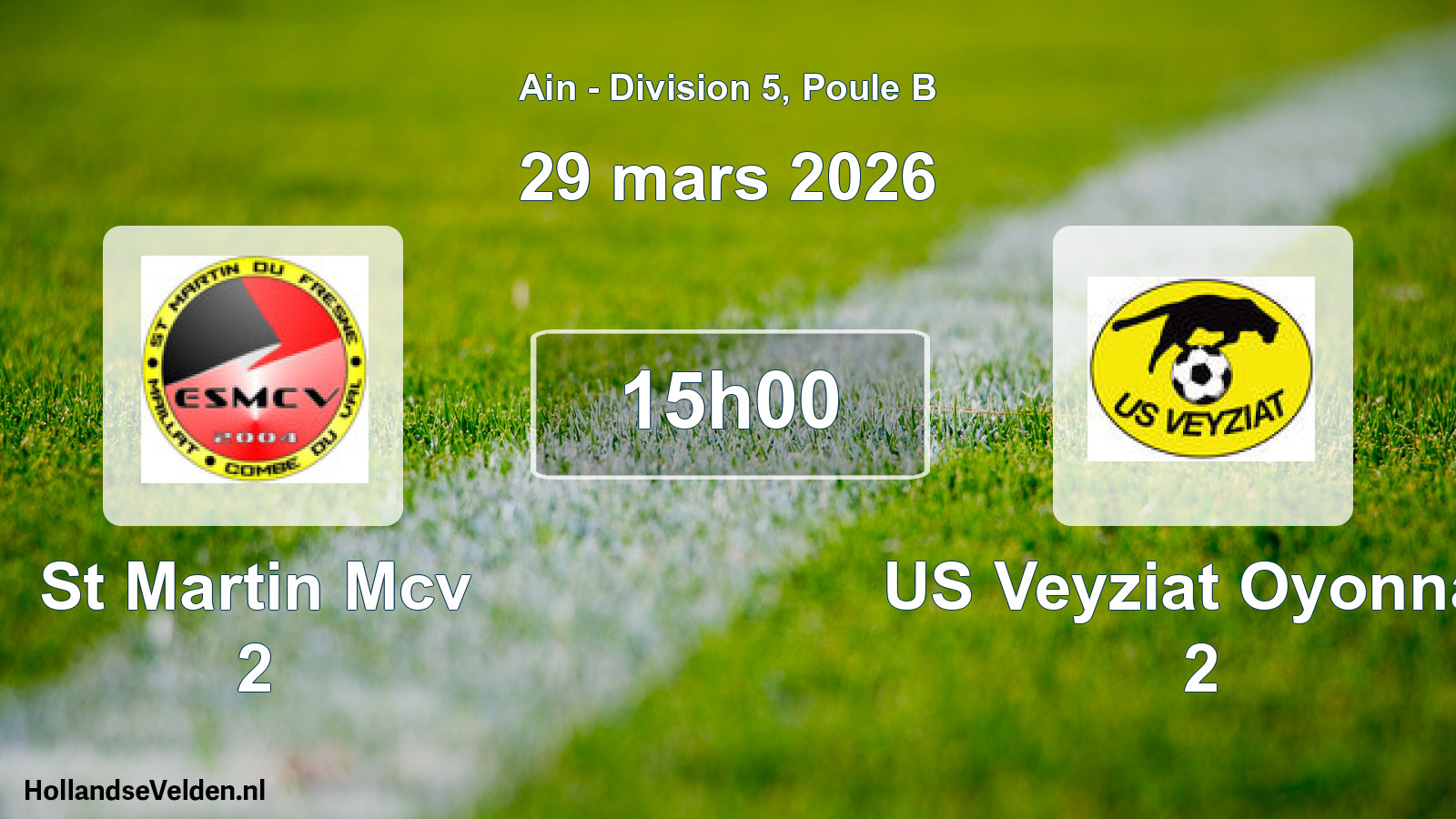 Geplande wedstrijd: St Martin Mcv 2 - US Veyziat Oyonnax 2 (29 maart 2026)