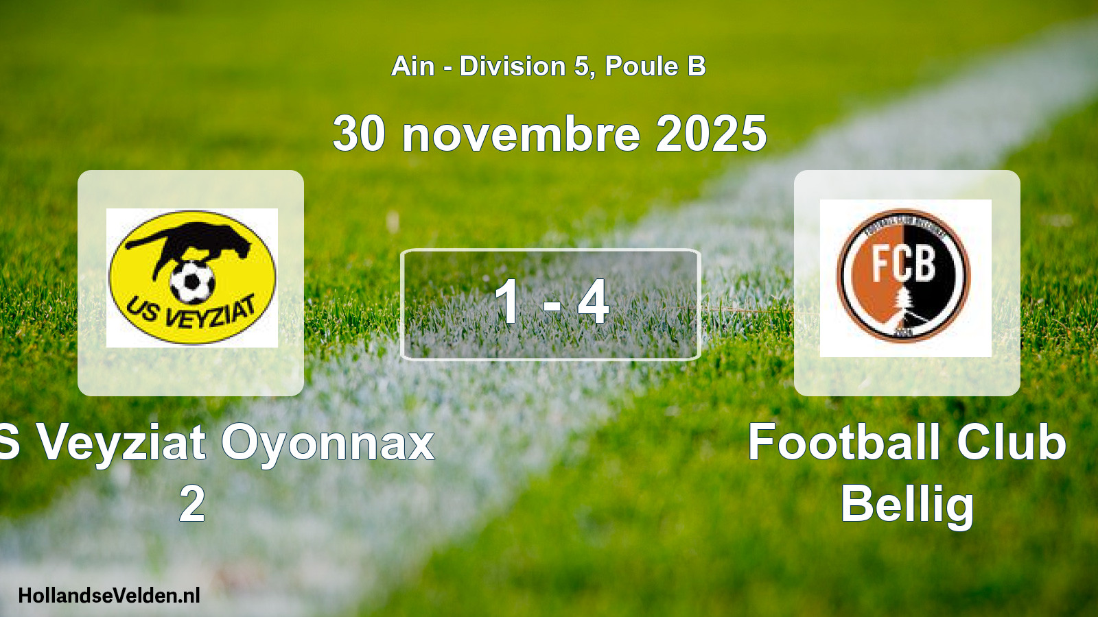 Match joué: US Veyziat Oyonnax 2 - Football Club Bellig 1 - 4 (30 novembre 2025)