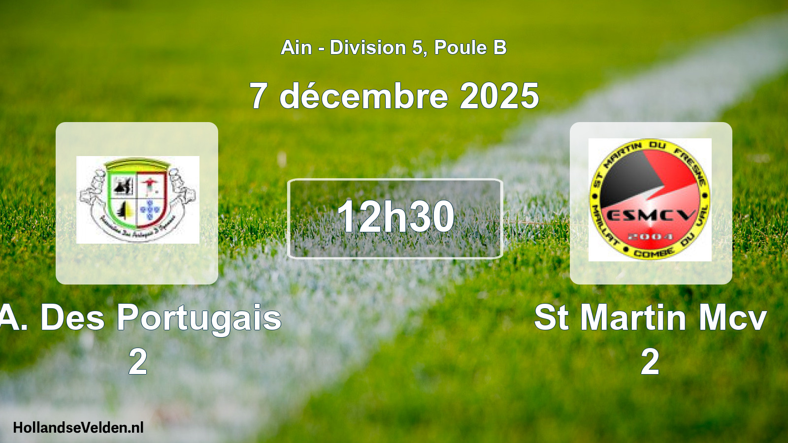 Match programmé: A. Des Portugais 2 - St Martin Mcv 2 (7 décembre 2025)