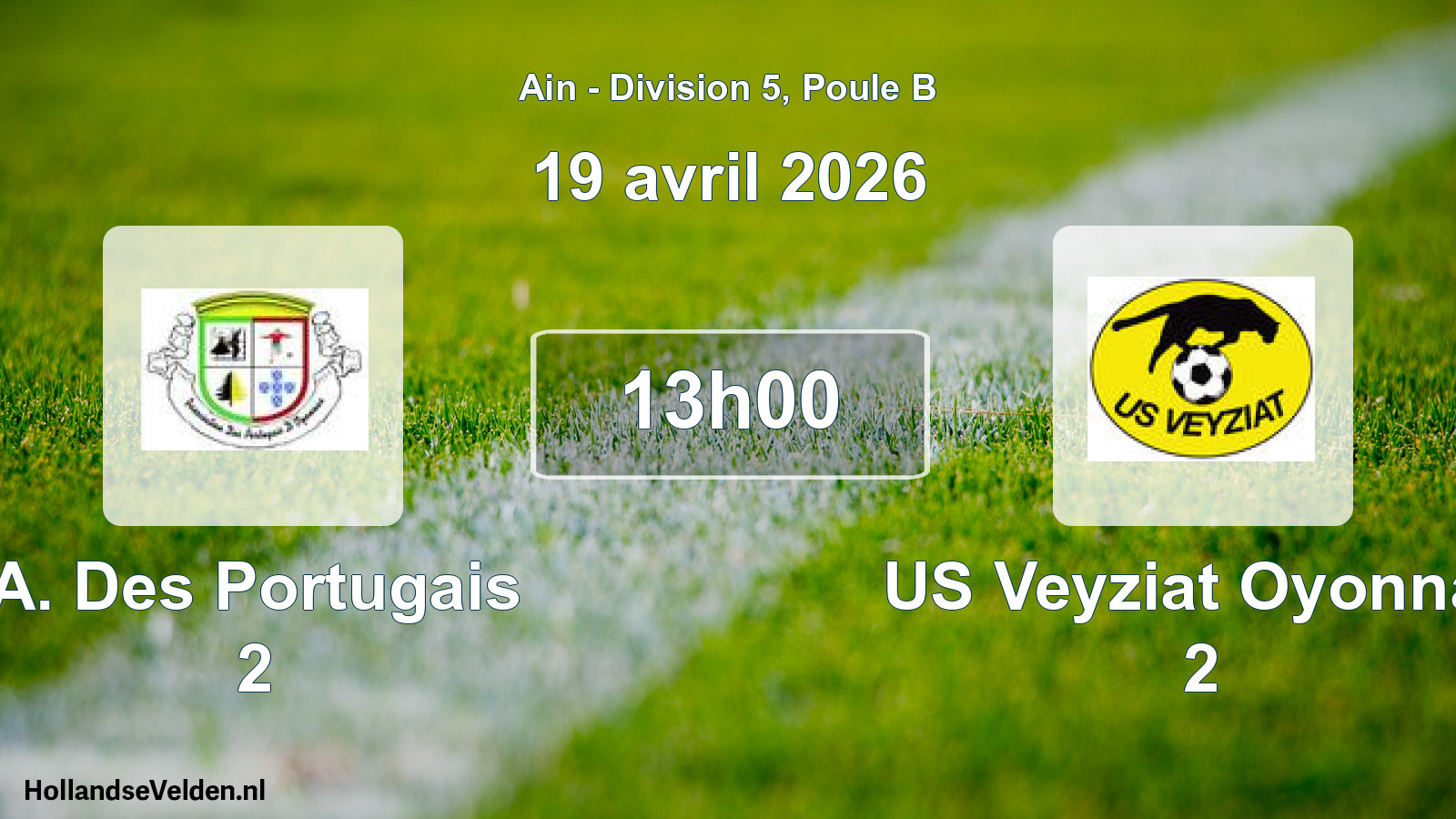 Geplande wedstrijd: A. Des Portugais 2 - US Veyziat Oyonnax 2 (19 april 2026)