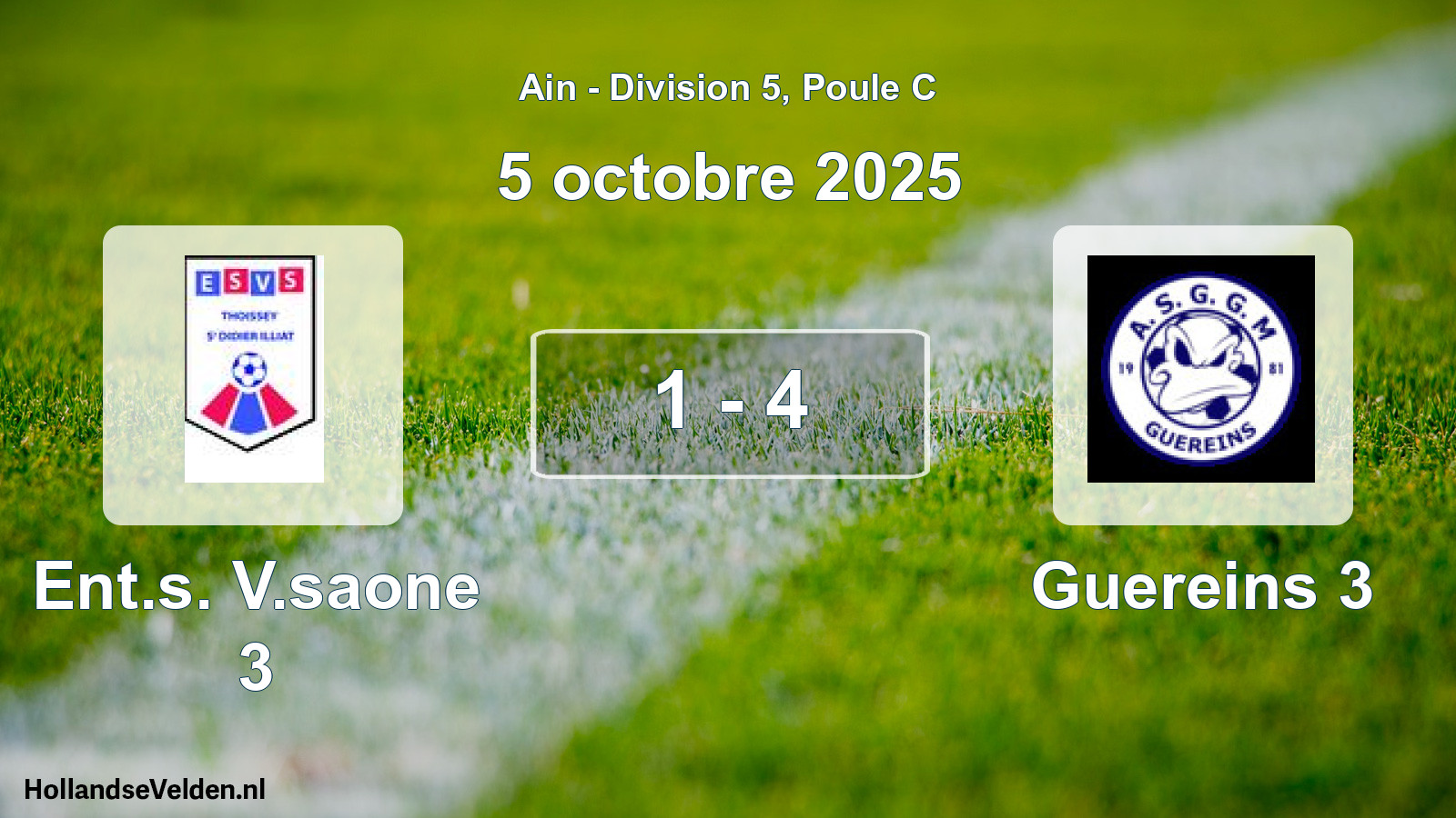 Gespeelde wedstrijd: Ent.s. V.saone 3 - Guereins 3 1 - 4 (5 oktober 2025)