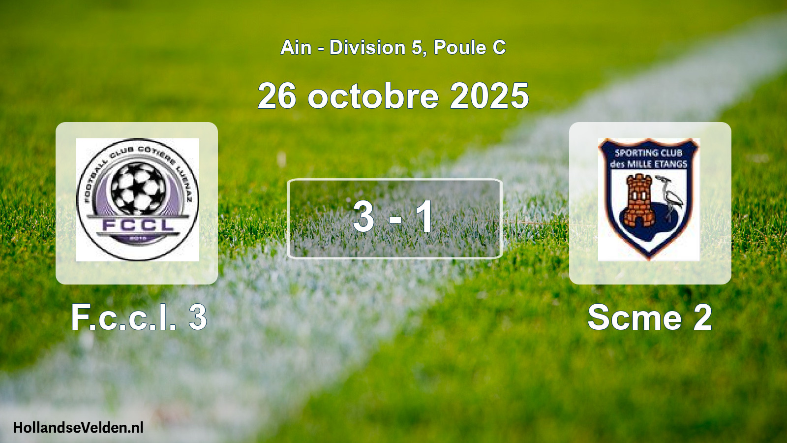 Match joué: F.c.c.l. 3 - Scme 2 3 - 1 (26 octobre 2025)
