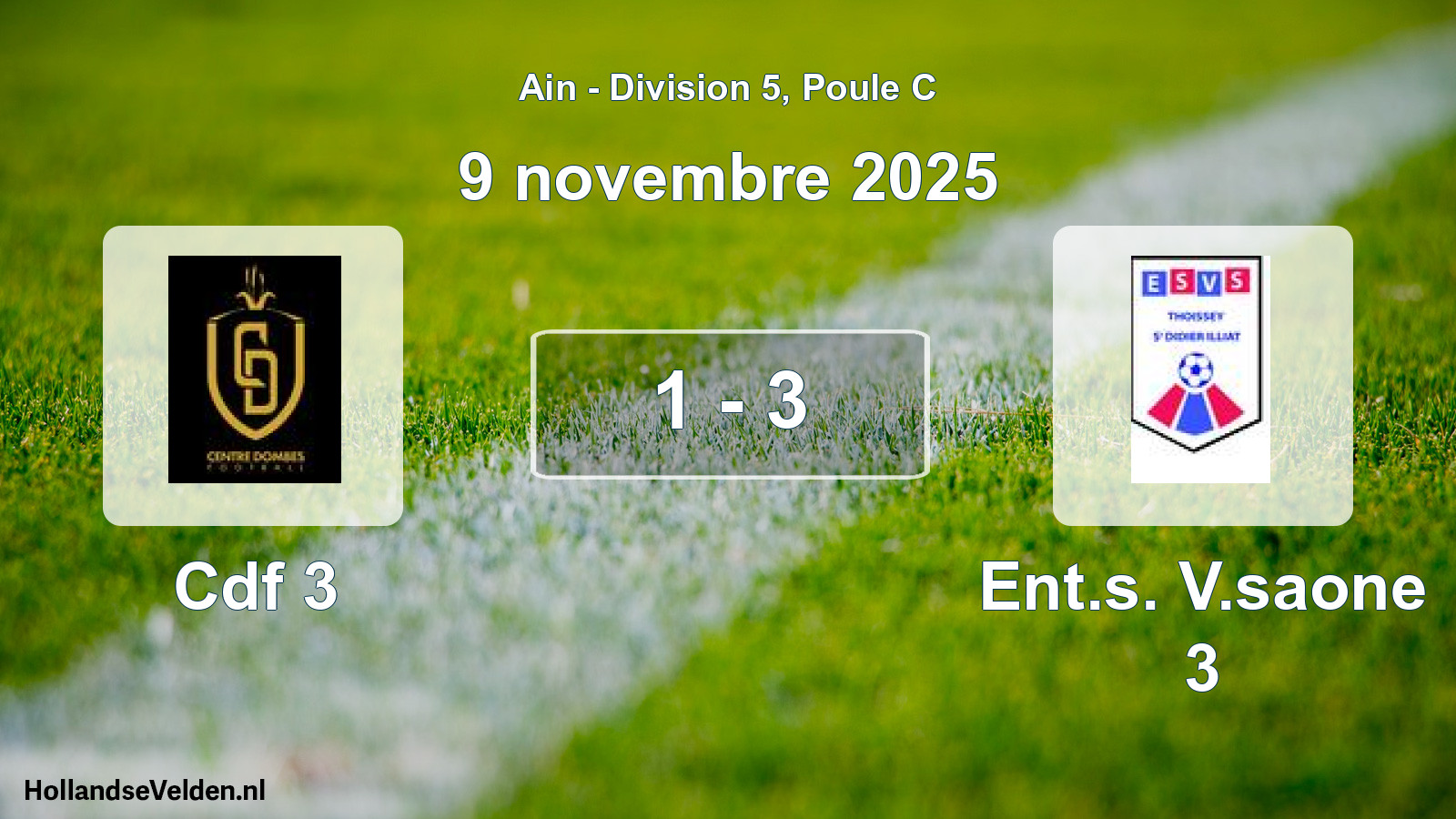 Gespeelde wedstrijd: Cdf 3 - Ent.s. V.saone 3 1 - 3 (9 november 2025)