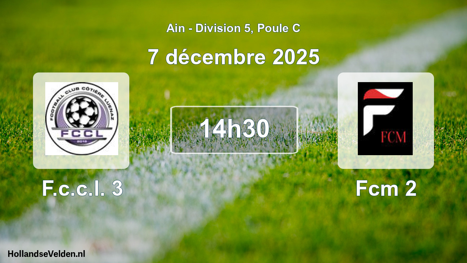 Geplande wedstrijd: F.c.c.l. 3 - Fcm 2 (7 december 2025)