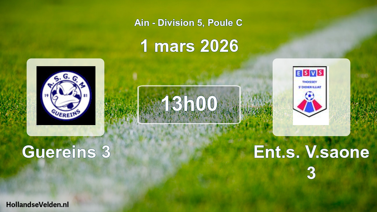 Geplande wedstrijd: Guereins 3 - Ent.s. V.saone 3 (1 maart 2026)