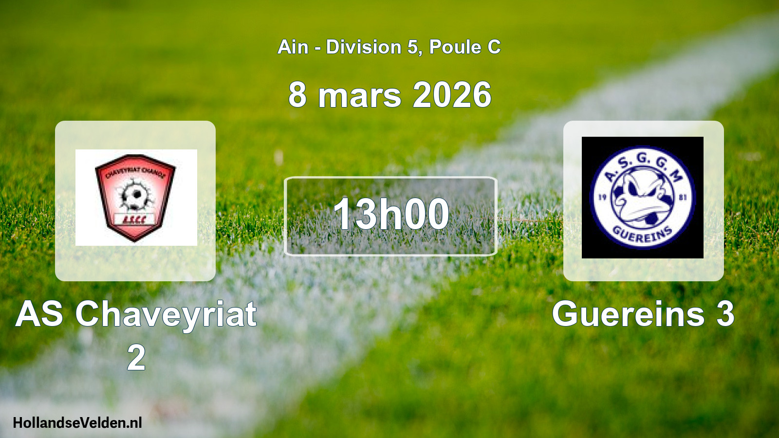 Match programmé: AS Chaveyriat 2 - Guereins 3 (8 mars 2026)