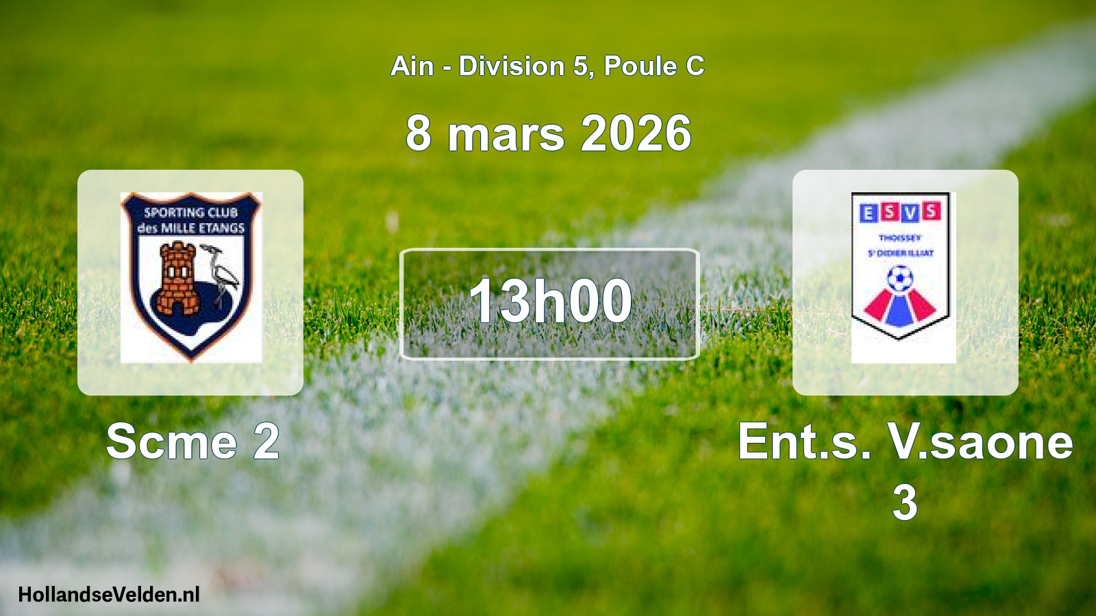 Match programmé: Scme 2 - Ent.s. V.saone 3 (8 mars 2026)