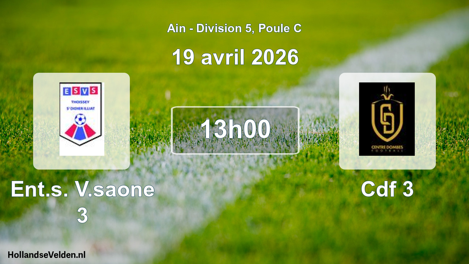 Geplande wedstrijd: Ent.s. V.saone 3 - Cdf 3 (19 april 2026)