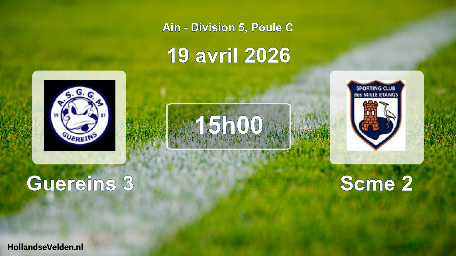 Geplande wedstrijd: Guereins 3 - Scme 2 (19 april 2026)