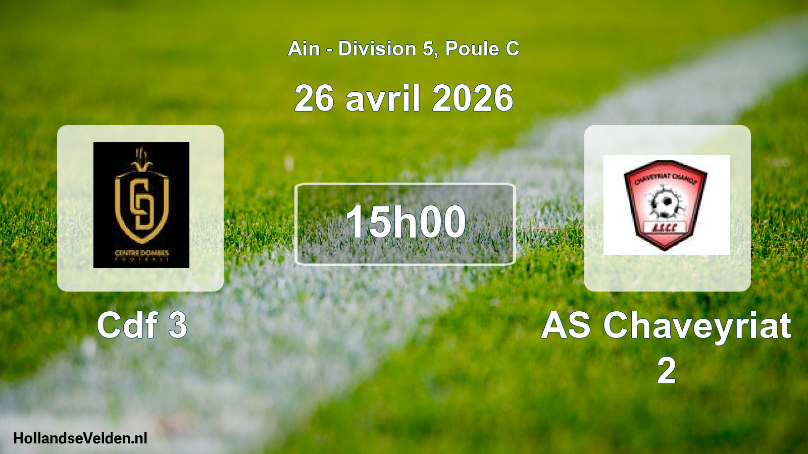 Match programmé: Cdf 3 - AS Chaveyriat 2 (26 avril 2026)