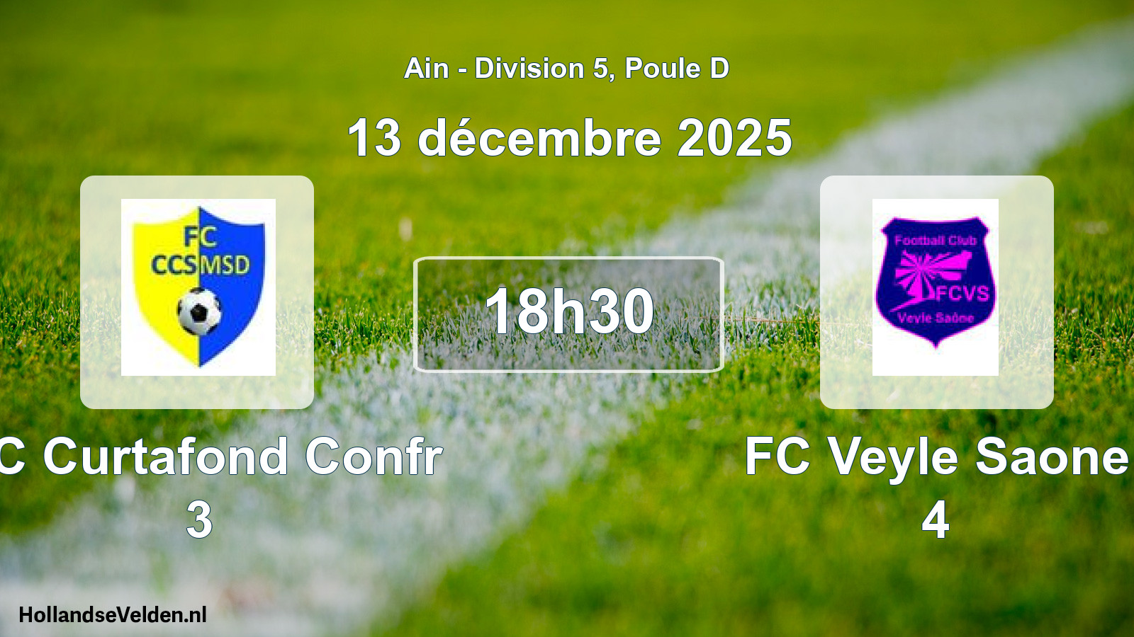 Match programmé: FC Curtafond Confr 3 - FC Veyle Saone 4 (13 décembre 2025)