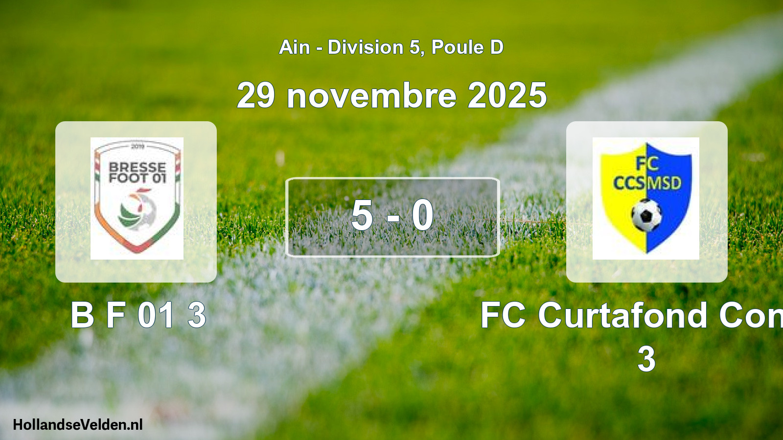 Gespeelde wedstrijd: B F 01 3 - FC Curtafond Confr 3 5 - 0 (29 november 2025)