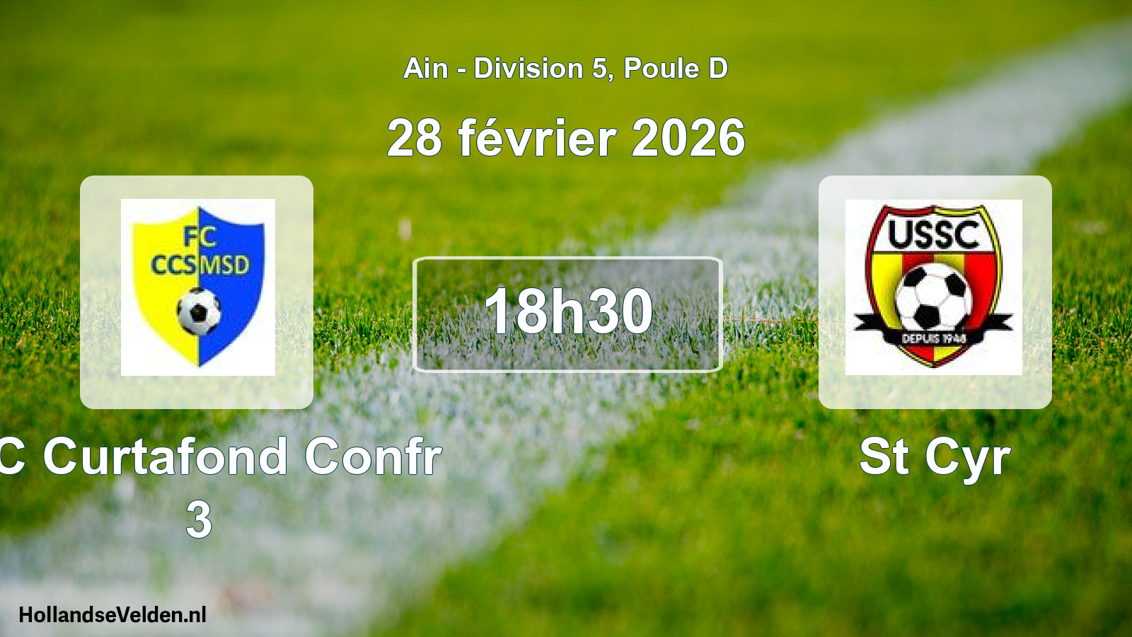 Geplande wedstrijd: FC Curtafond Confr 3 - St Cyr (28 februari 2026)
