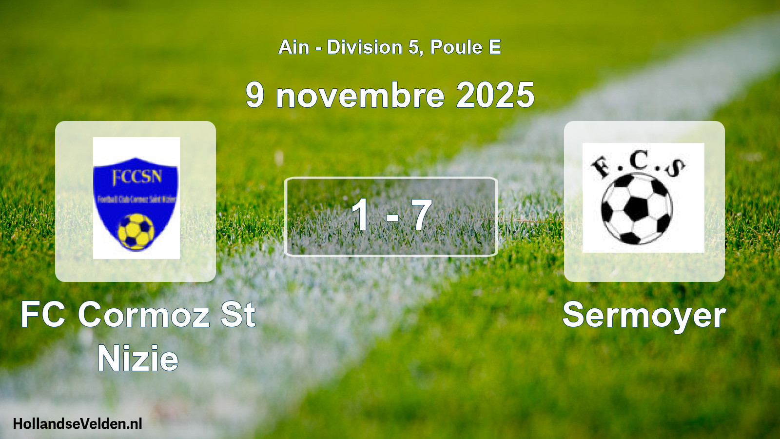 Gespeelde wedstrijd: FC Cormoz St Nizie - Sermoyer 1 - 7 (9 november 2025)