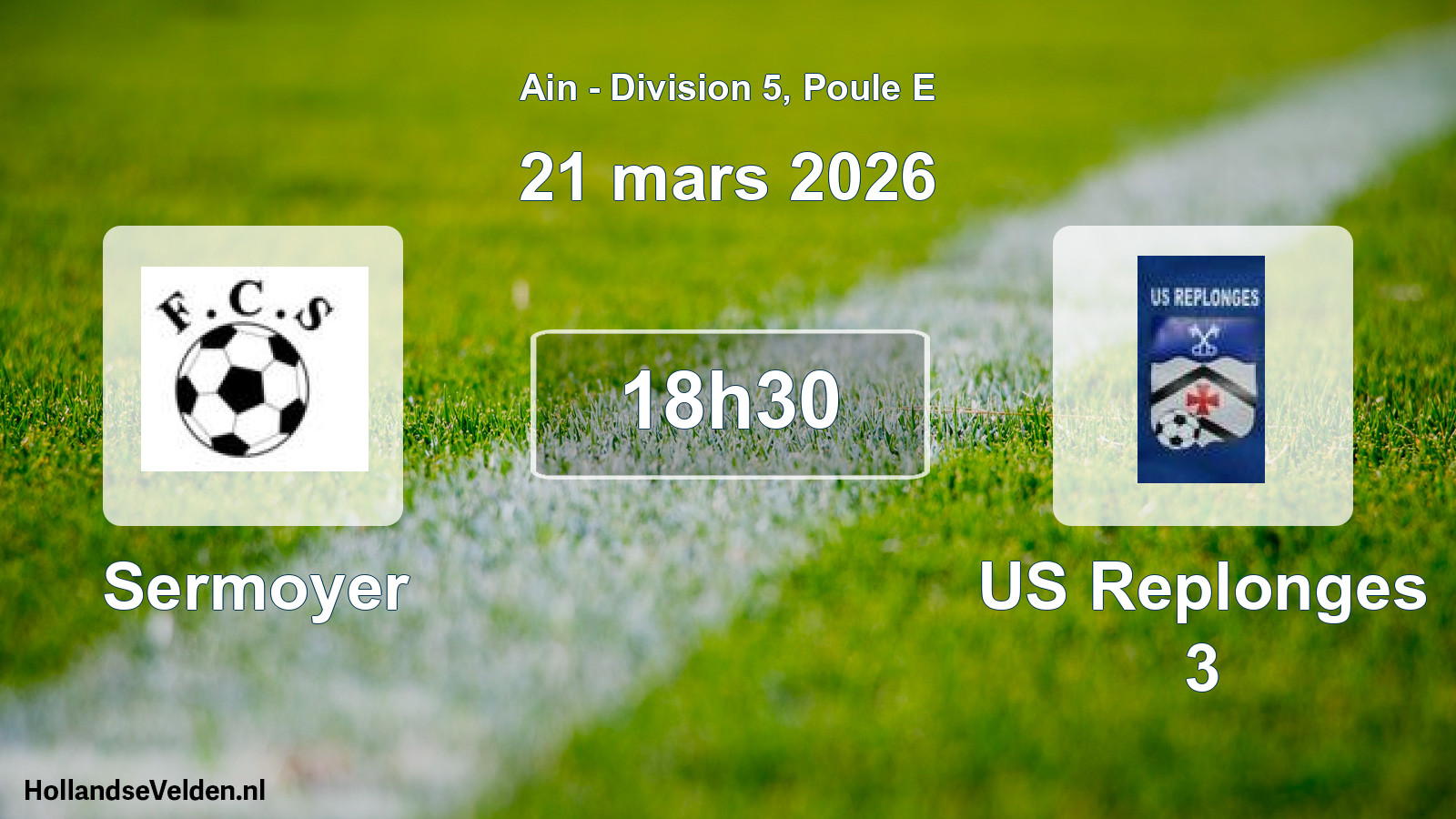 Match programmé: Sermoyer - US Replonges 3 (21 mars 2026)