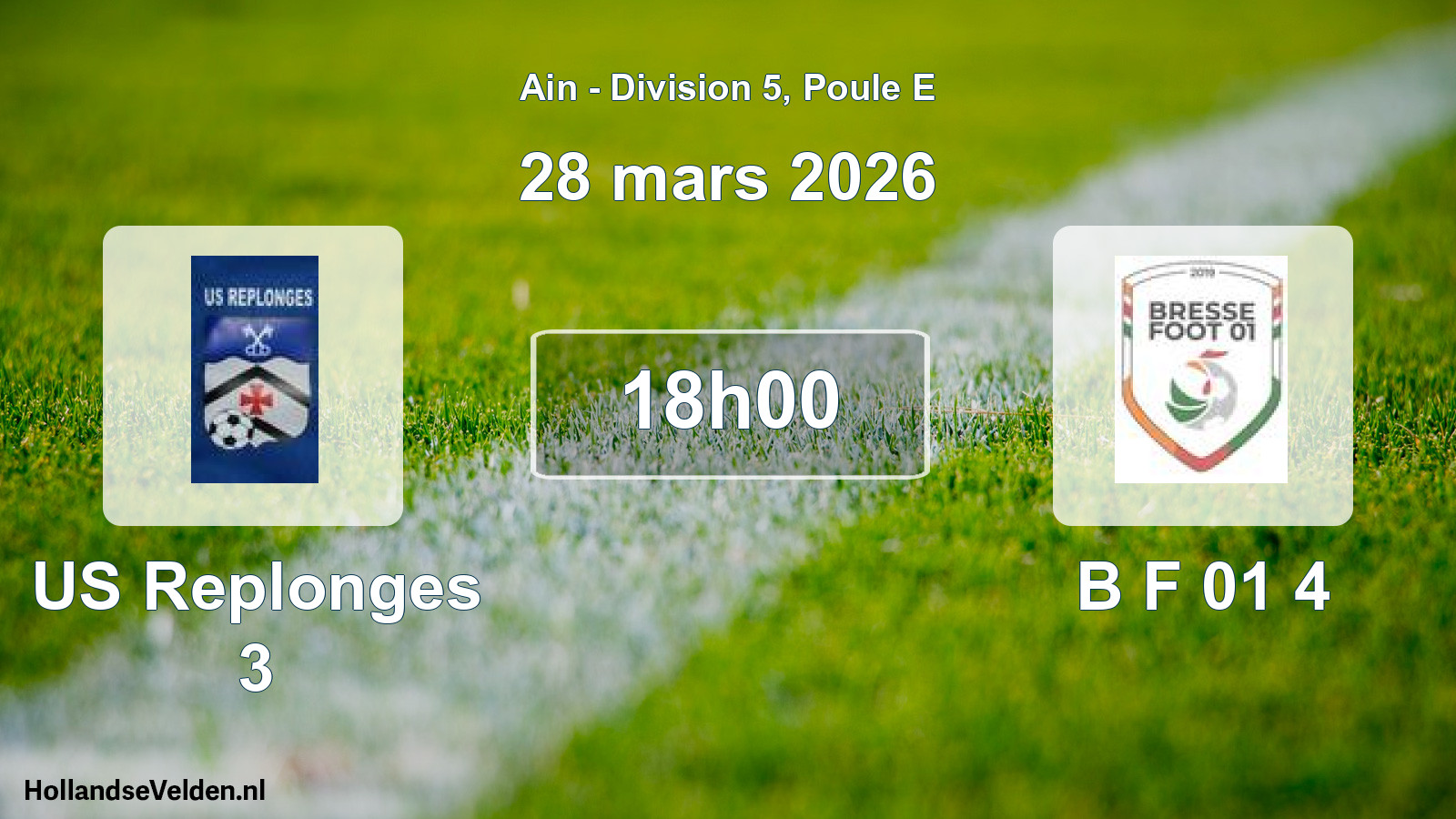 Match programmé: US Replonges 3 - B F 01 4 (28 mars 2026)