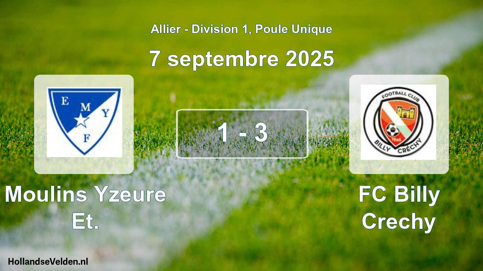 Gespeelde wedstrijd: Moulins Yzeure Et. - FC Billy Crechy 1 - 3 (7 september 2025)