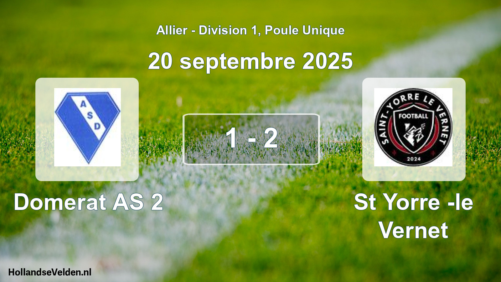 Gespeelde wedstrijd: Domerat AS 2 - St Yorre -le Vernet 1 - 2 (20 september 2025)
