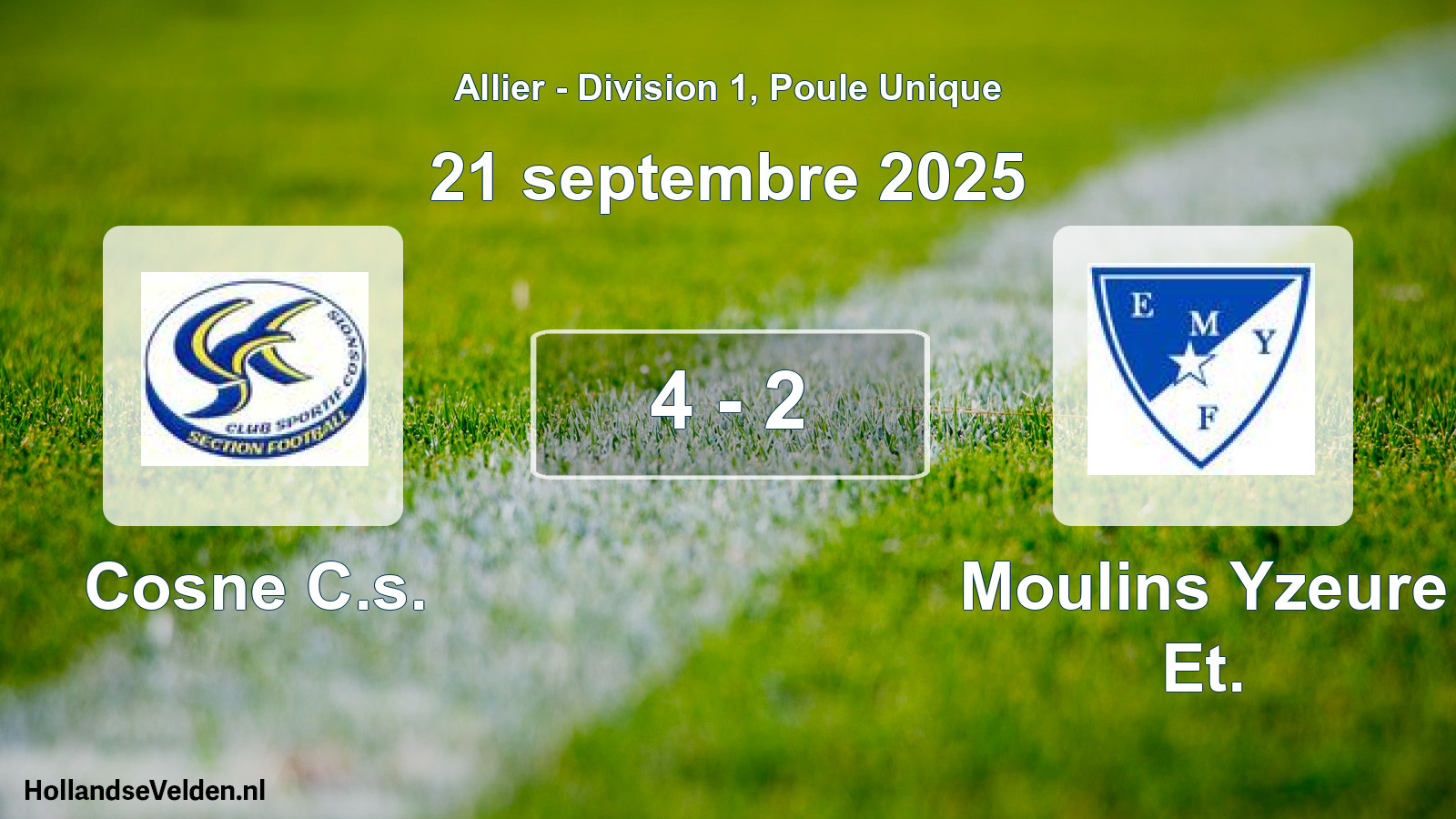 Gespeelde wedstrijd: Cosne C.s. - Moulins Yzeure Et. 4 - 2 (21 september 2025)