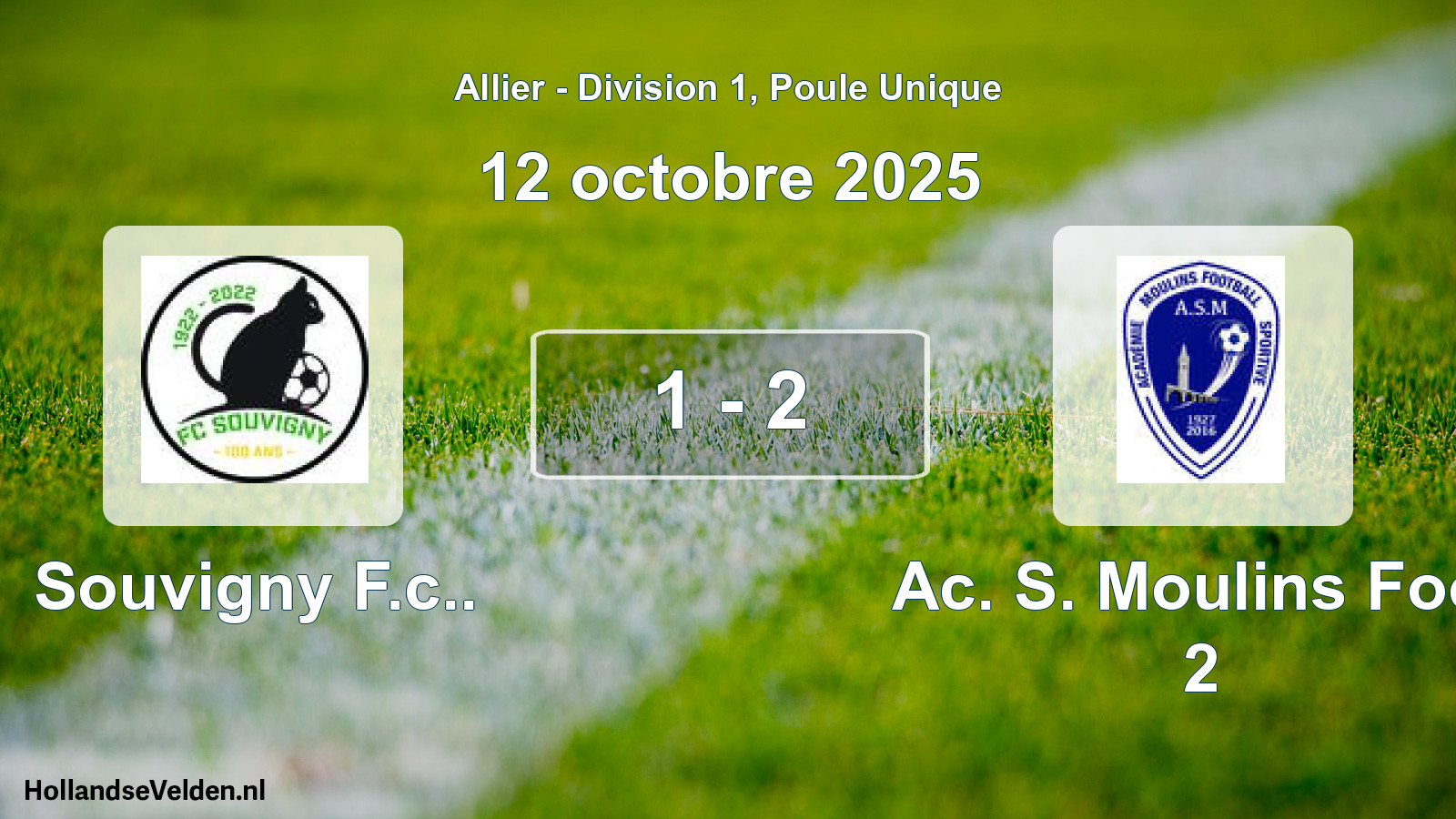 Gespeelde wedstrijd: Souvigny F.c.. - Ac. S. Moulins Foot 2 1 - 2 (12 oktober 2025)