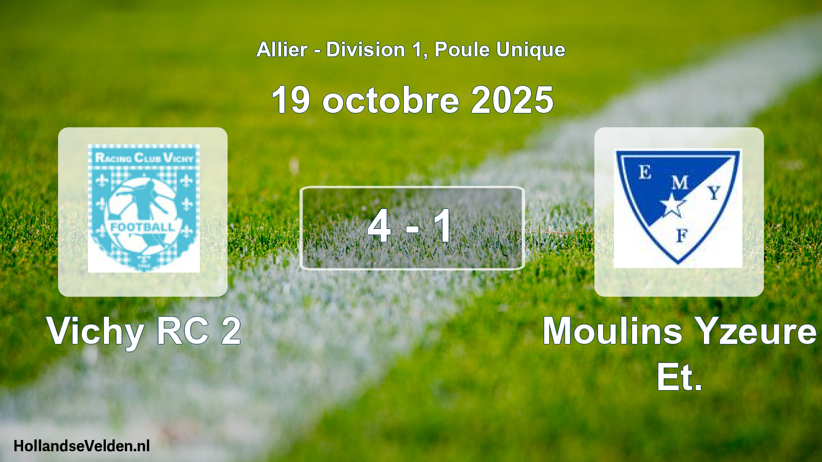 Gespeelde wedstrijd: Vichy RC 2 - Moulins Yzeure Et. 4 - 1 (19 oktober 2025)