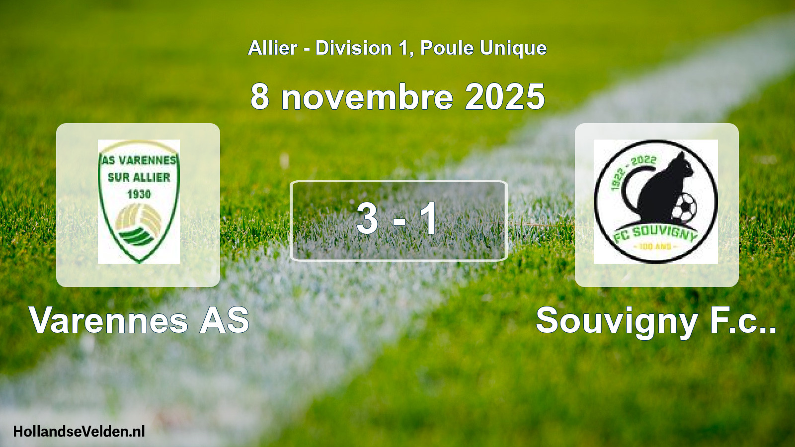 Match joué: Varennes AS - Souvigny F.c.. 3 - 1 (8 novembre 2025)