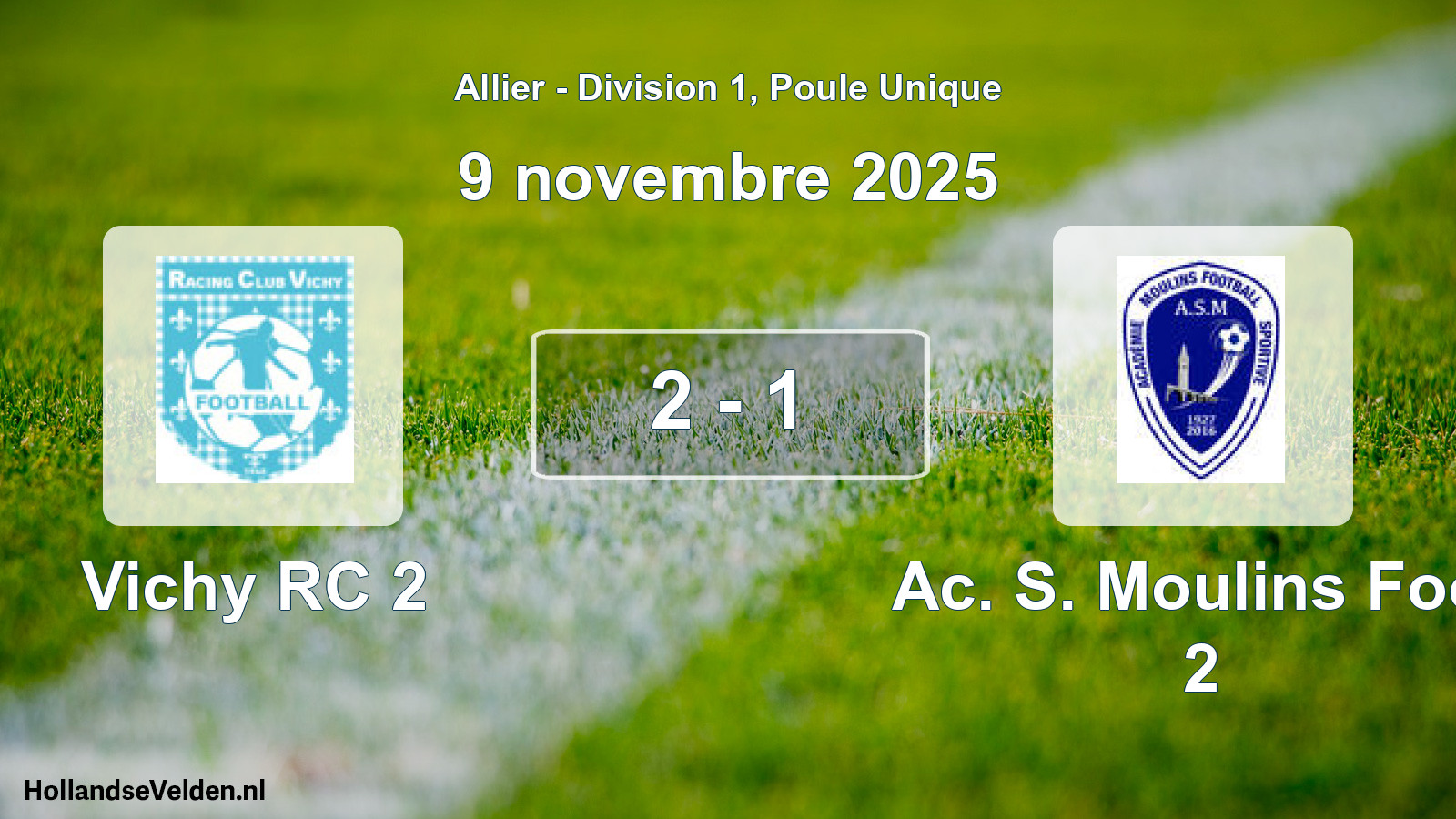 Gespeelde wedstrijd: Vichy RC 2 - Ac. S. Moulins Foot 2 2 - 1 (9 november 2025)