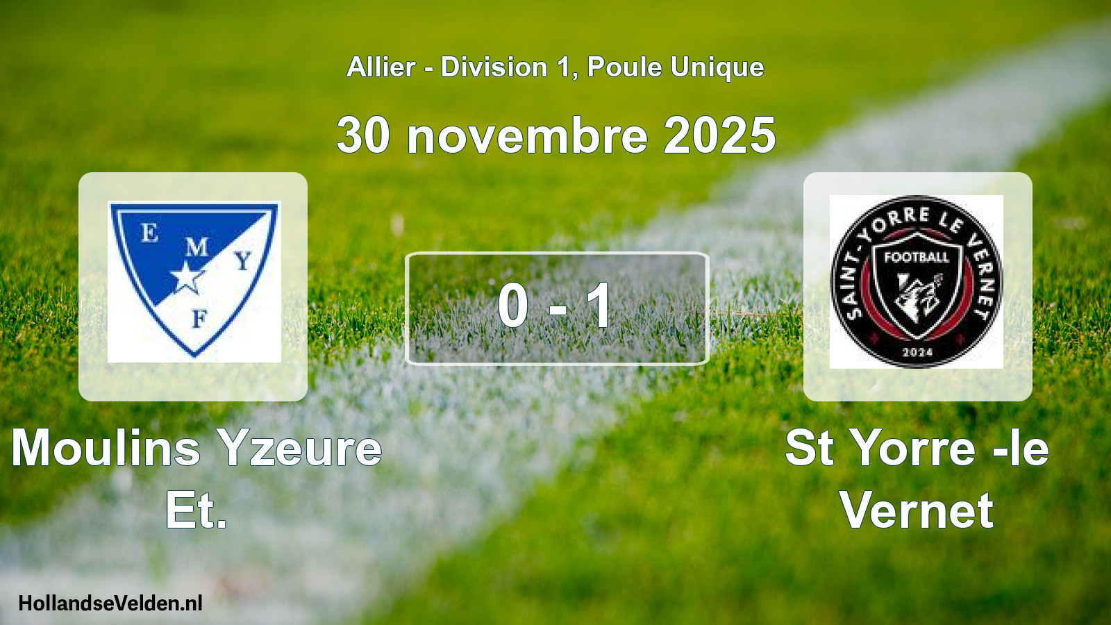 Total number of matches played: Moulins Yzeure Et. - St Yorre -le Vernet 0 - 1 (30 November 2025)