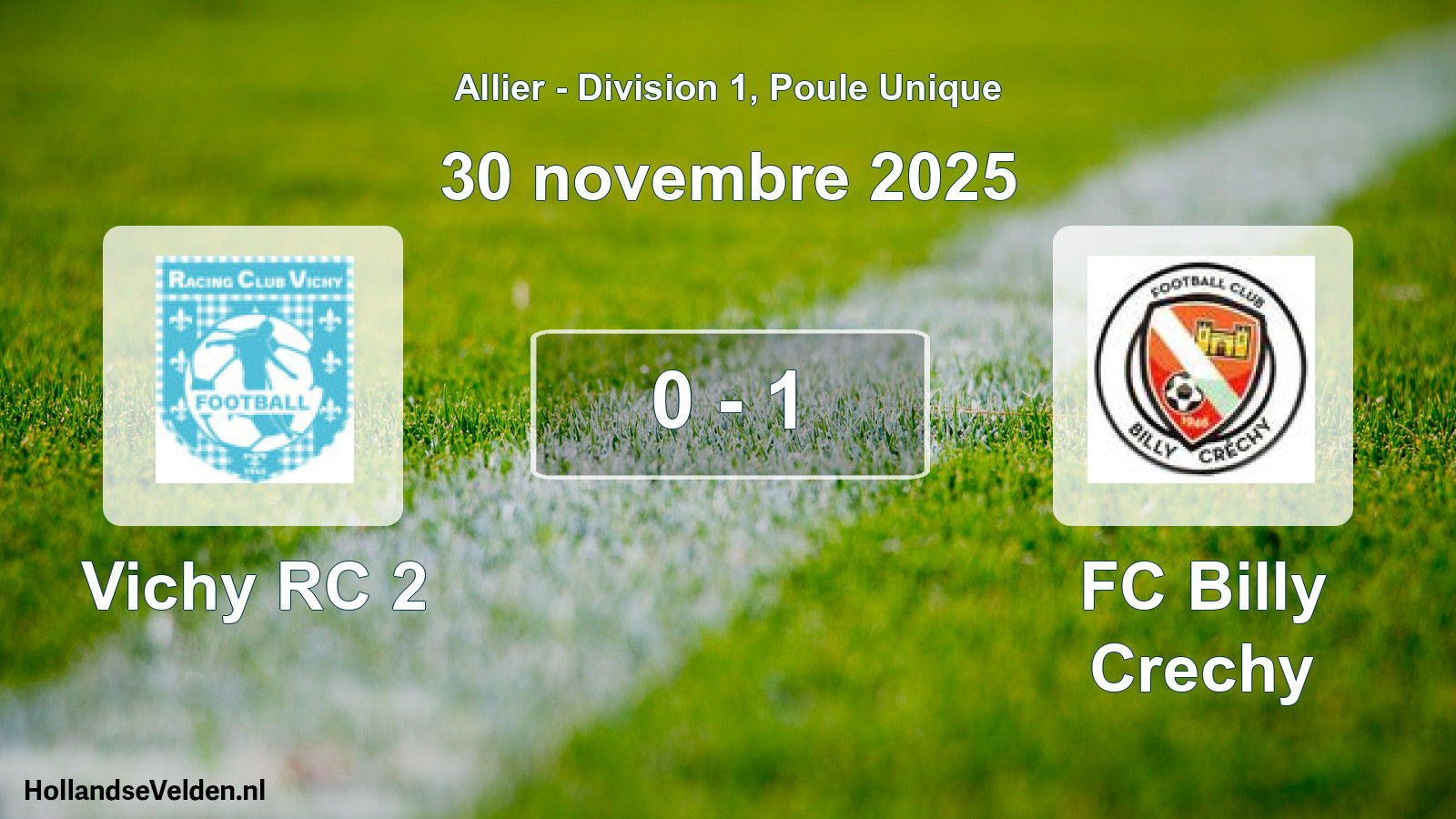 Gespeelde wedstrijd: Vichy RC 2 - FC Billy Crechy 0 - 1 (30 november 2025)