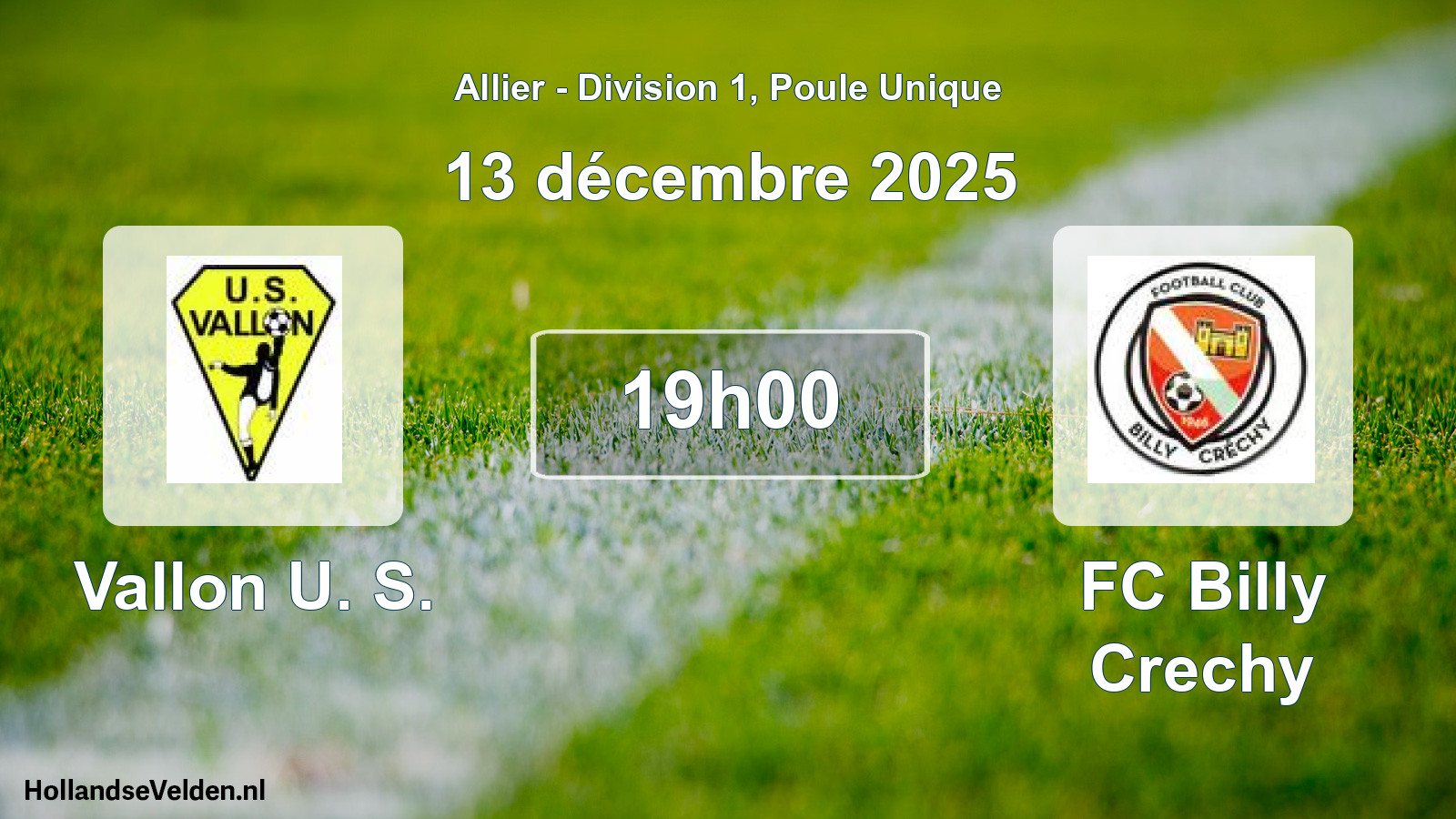 Geplande wedstrijd: Vallon U. S. - FC Billy Crechy (13 december 2025)
