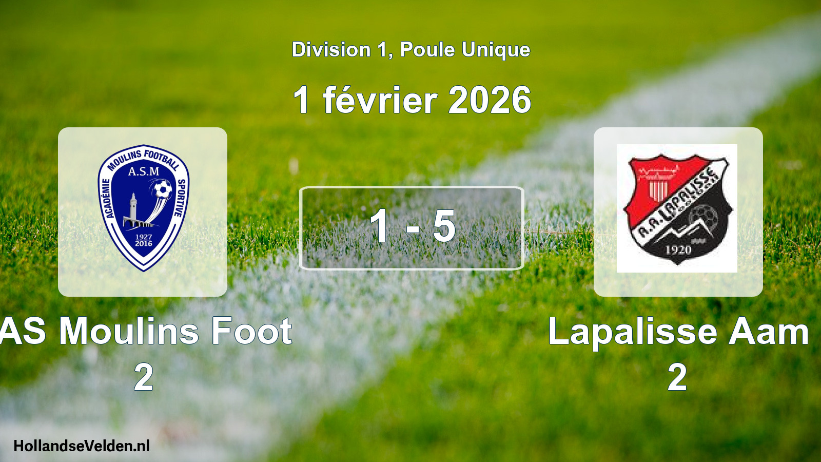 Match joué: AS Moulins Foot 2 - Lapalisse Aam 2 1 - 5 (1 février 2026)