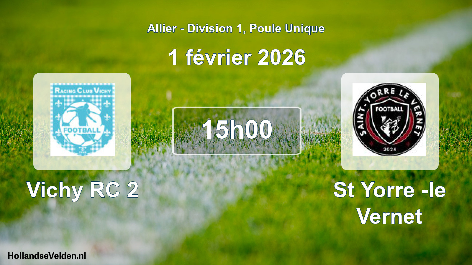 Match programmé: Vichy RC 2 - St Yorre -le Vernet (1 février 2026)