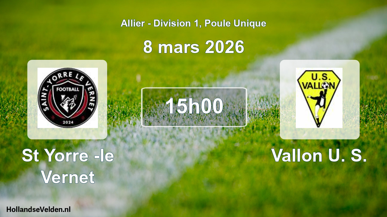 Match programmé: St Yorre -le Vernet - Vallon U. S. (8 mars 2026)
