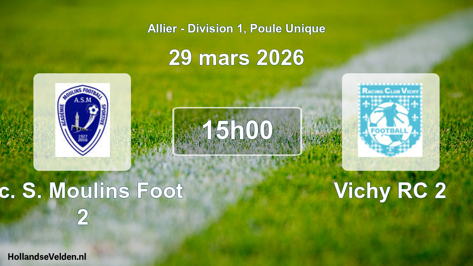Geplande wedstrijd: Ac. S. Moulins Foot 2 - Vichy RC 2 (29 maart 2026)