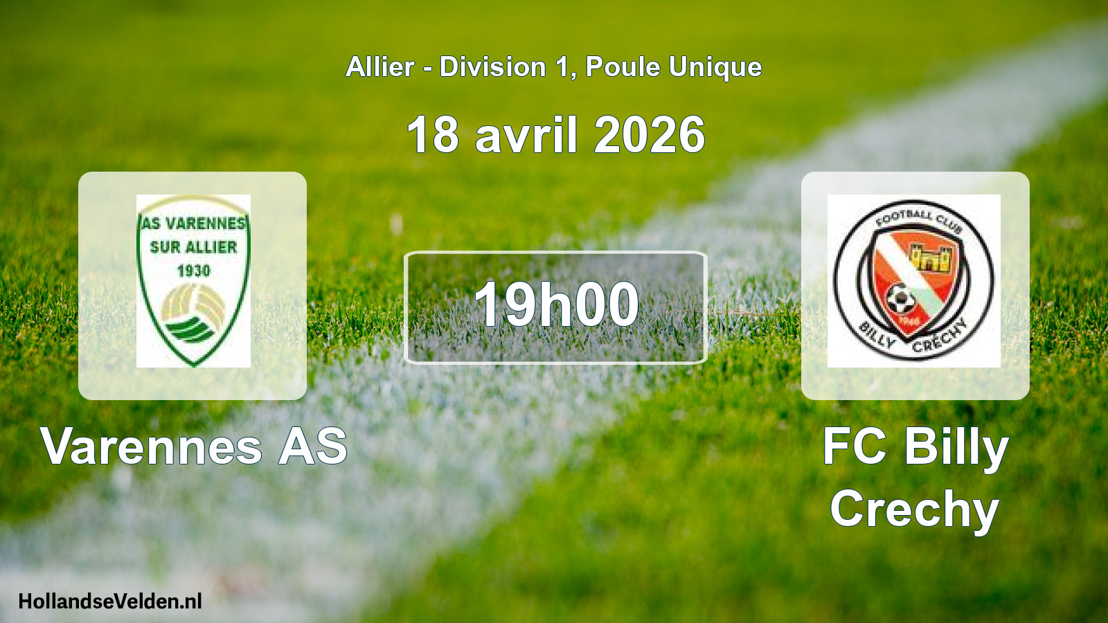 Match programmé: Varennes AS - FC Billy Crechy (18 avril 2026)