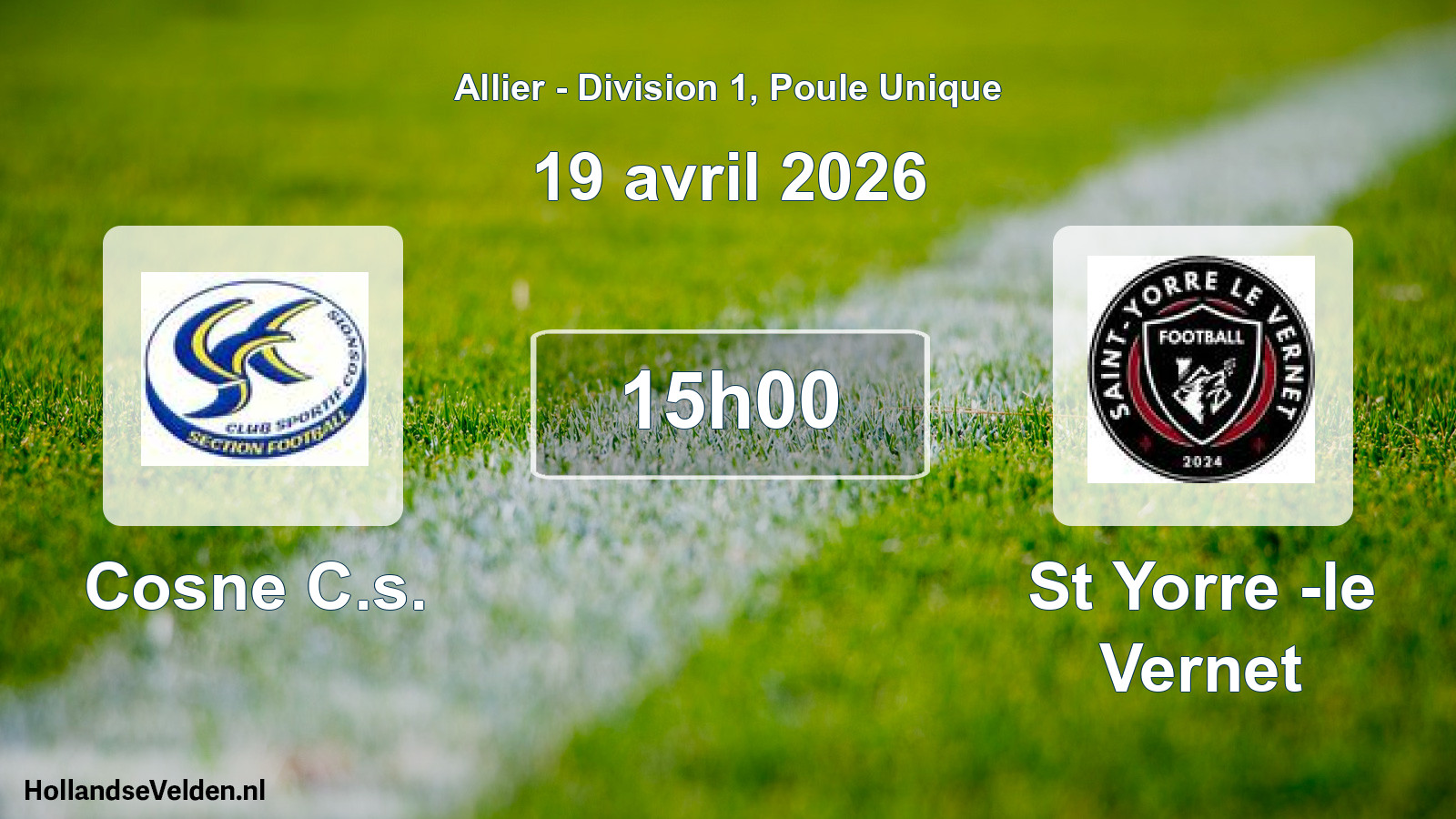 Match programmé: Cosne C.s. - St Yorre -le Vernet (19 avril 2026)