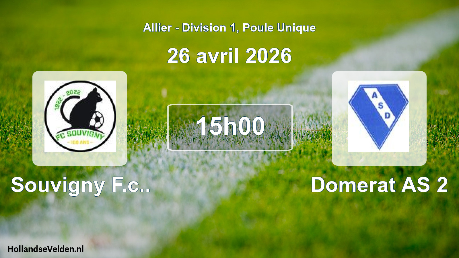 Geplande wedstrijd: Souvigny F.c.. - Domerat AS 2 (26 april 2026)