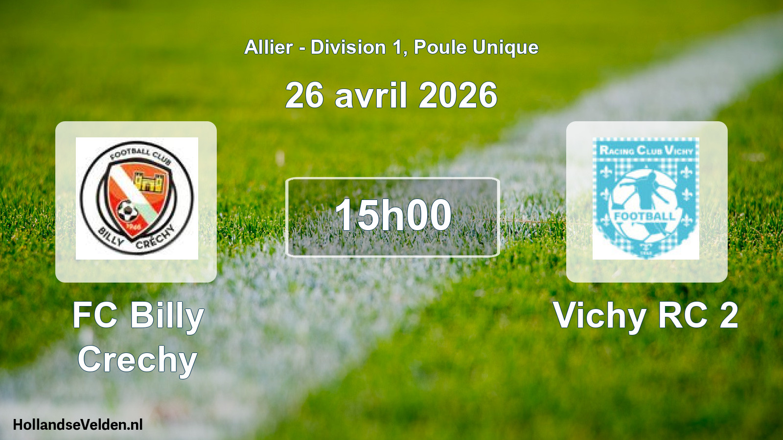 Geplande wedstrijd: FC Billy Crechy - Vichy RC 2 (26 april 2026)