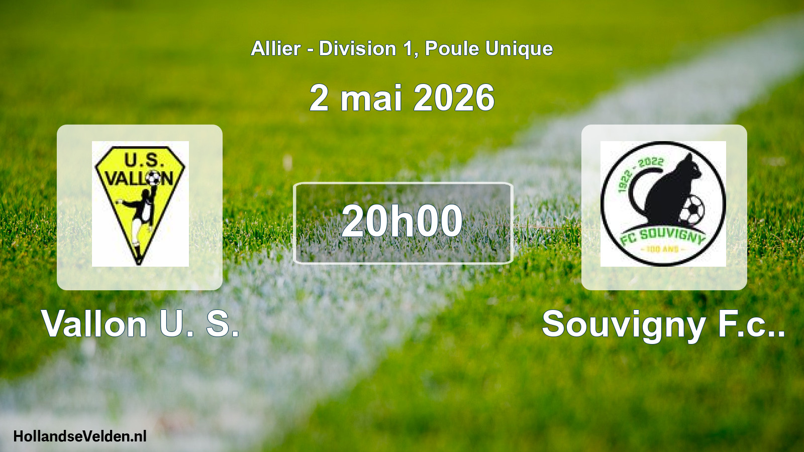 Geplande wedstrijd: Vallon U. S. - Souvigny F.c.. (2 mei 2026)