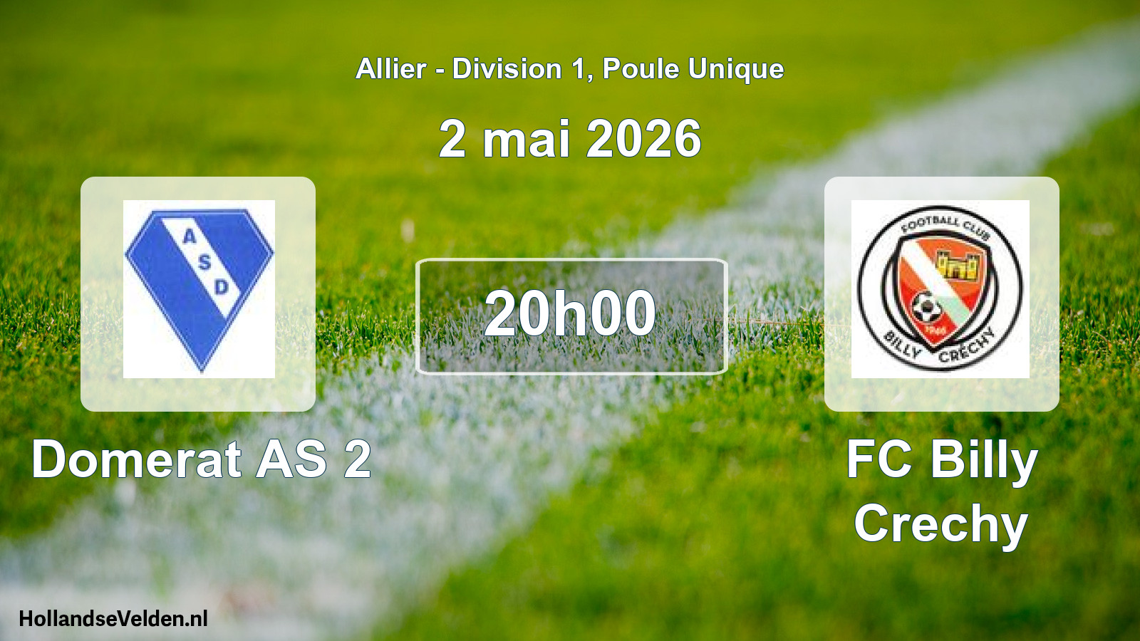 Geplande wedstrijd: Domerat AS 2 - FC Billy Crechy (2 mei 2026)