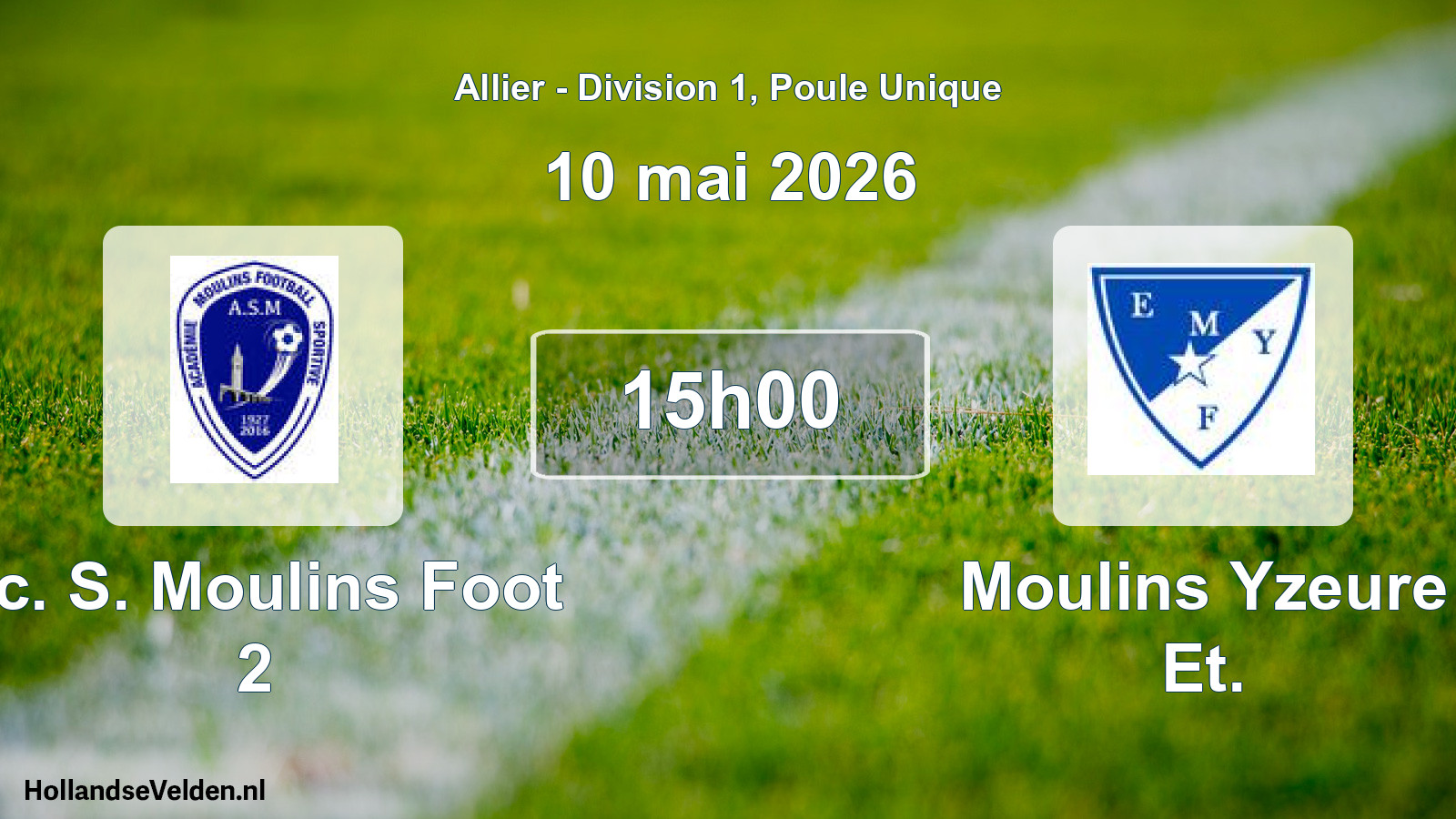 Geplande wedstrijd: Ac. S. Moulins Foot 2 - Moulins Yzeure Et. (10 mei 2026)