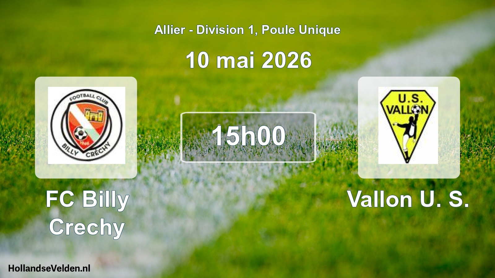 Geplande wedstrijd: FC Billy Crechy - Vallon U. S. (10 mei 2026)
