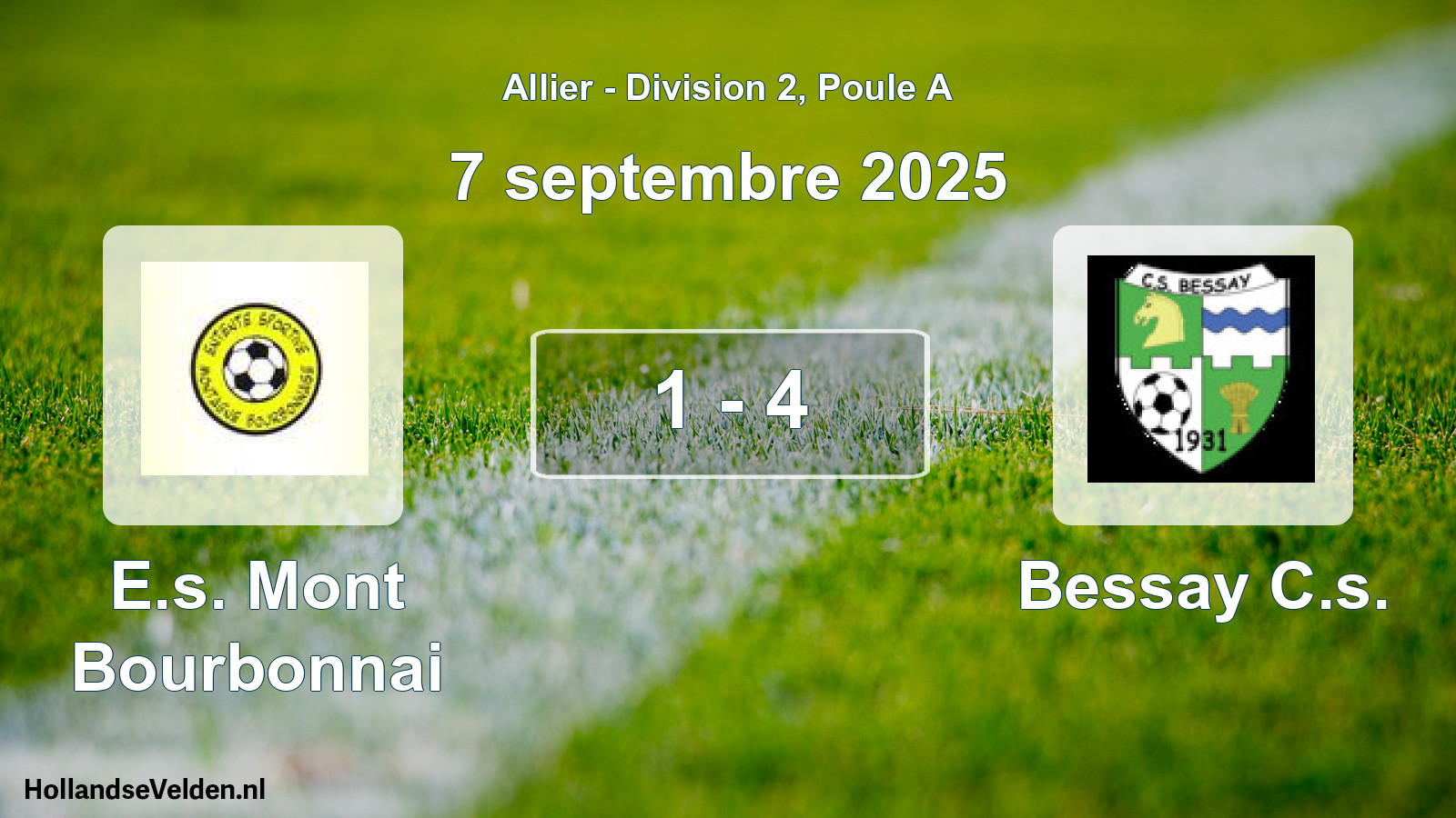 Gespeelde wedstrijd: E.s. Mont Bourbonnai - Bessay C.s. 1 - 4 (7 september 2025)