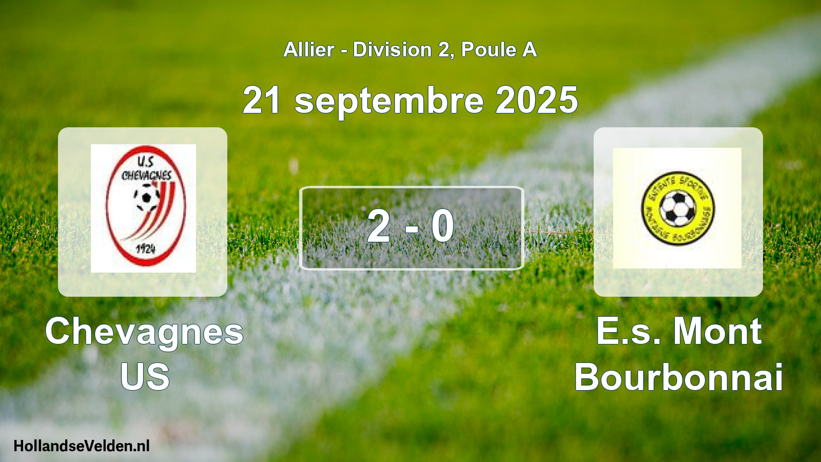 Total number of matches played: Chevagnes US - E.s. Mont Bourbonnai 2 - 0 (21 September 2025)