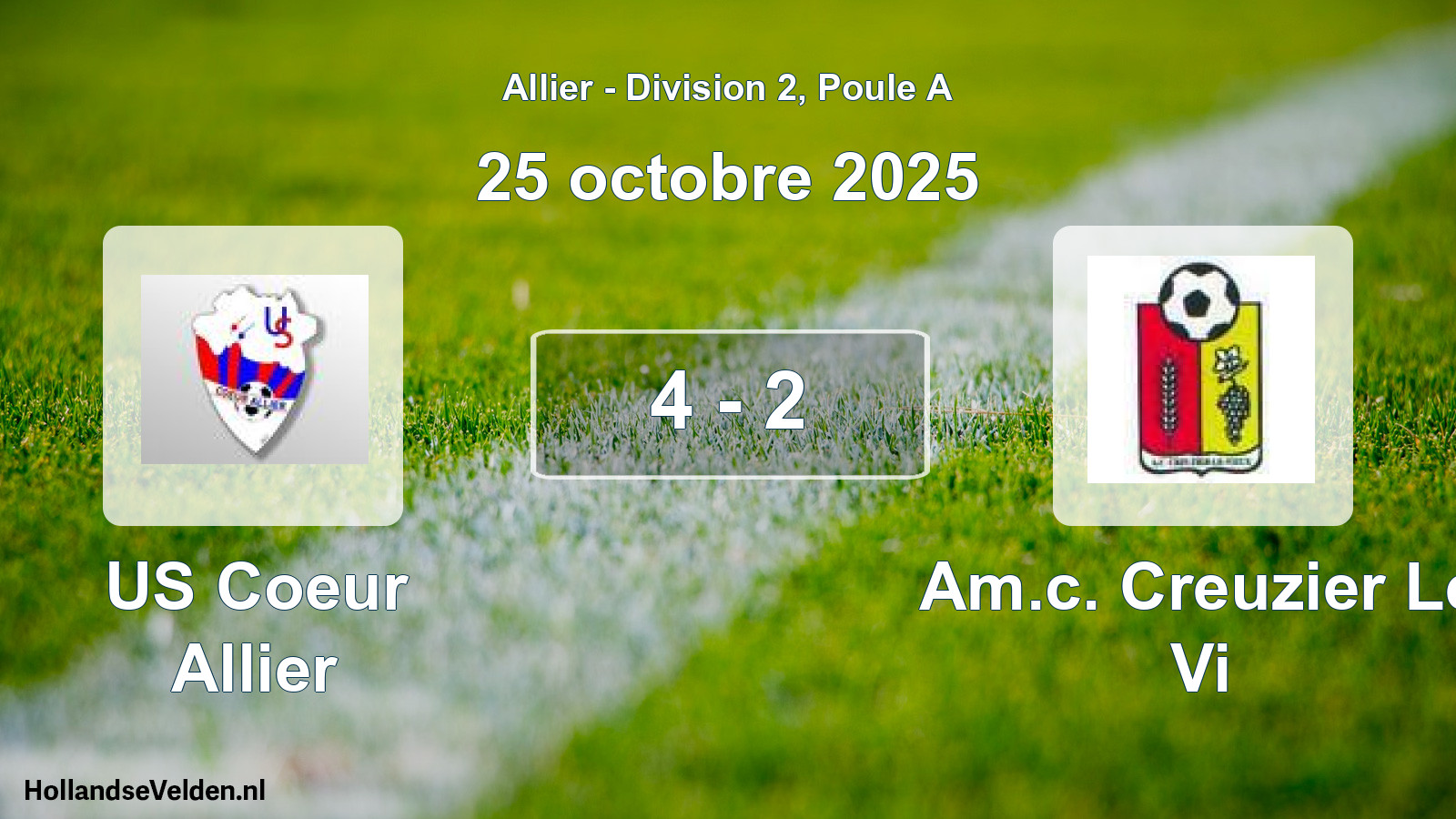 Match joué: US Coeur Allier - Am.c. Creuzier Le Vi 4 - 2 (25 octobre 2025)