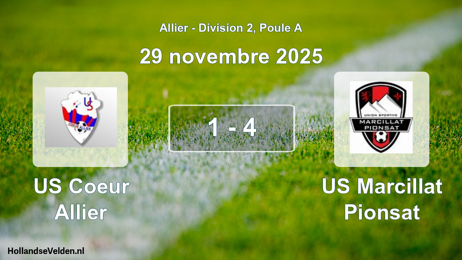 Gespeelde wedstrijd: US Coeur Allier - US Marcillat Pionsat 1 - 4 (29 november 2025)