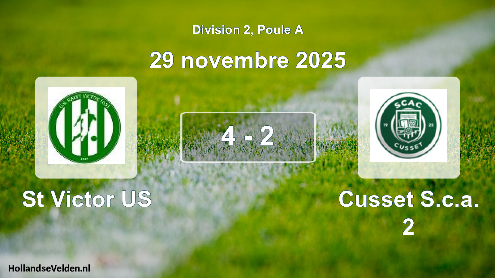 Match joué: St Victor US - Cusset S.c.a. 2 4 - 2 (29 novembre 2025)