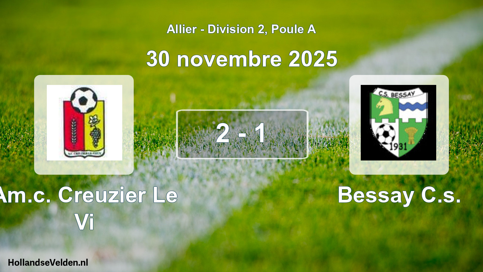 Match joué: Am.c. Creuzier Le Vi - Bessay C.s. 2 - 1 (30 novembre 2025)