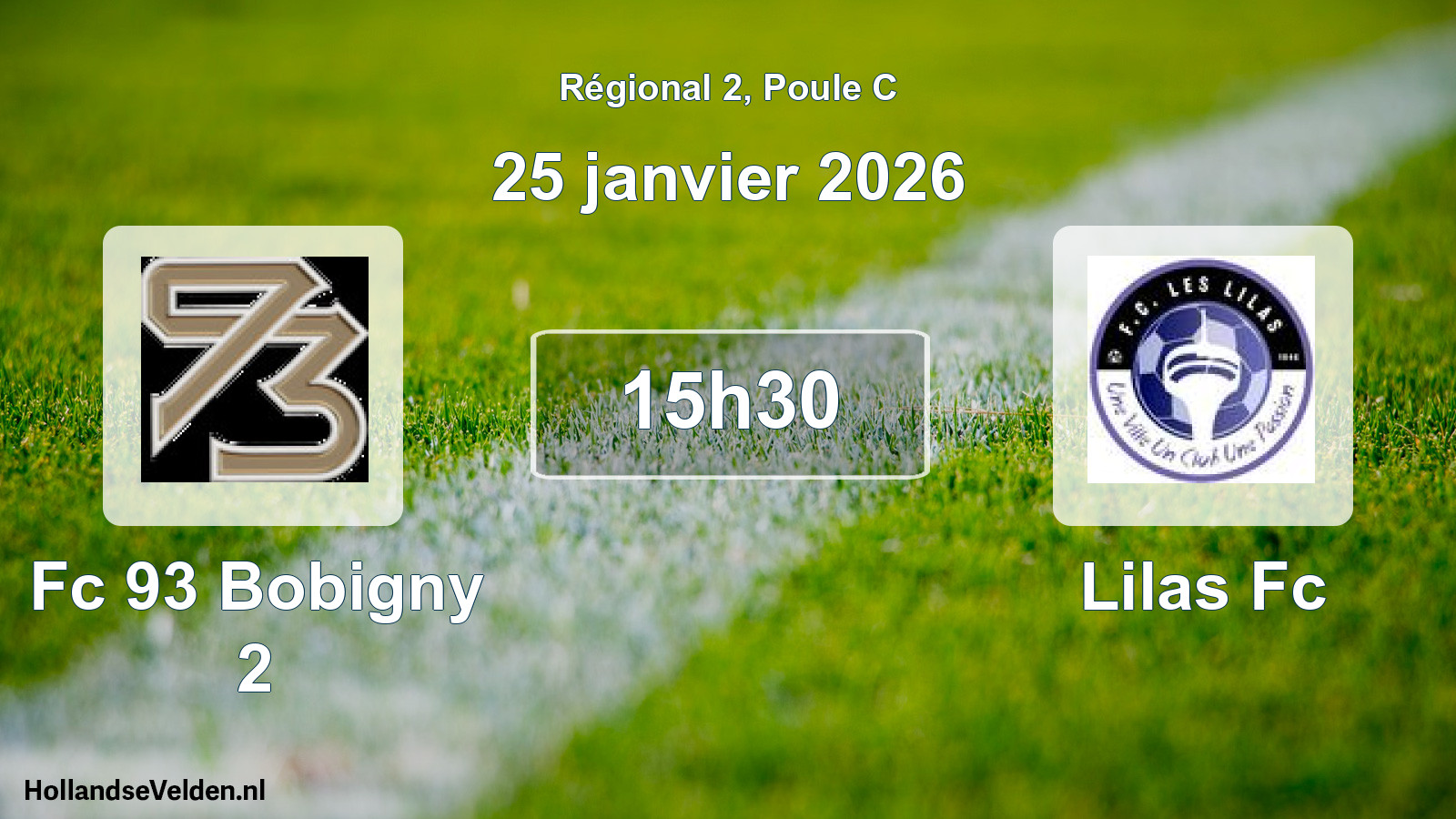 Geplande wedstrijd: Fc 93 Bobigny 2 - Lilas Fc (25 januari 2026)